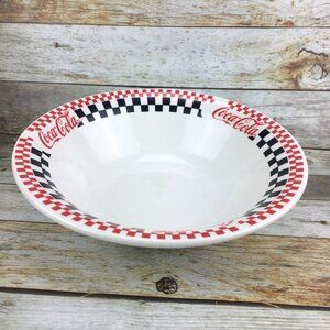 Gibson 1996 COCA COLA Coke Soda Pop Red Black Checkered Stoneware Serving Bowl